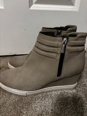 Paolo Gray Wedge Ankle Booties